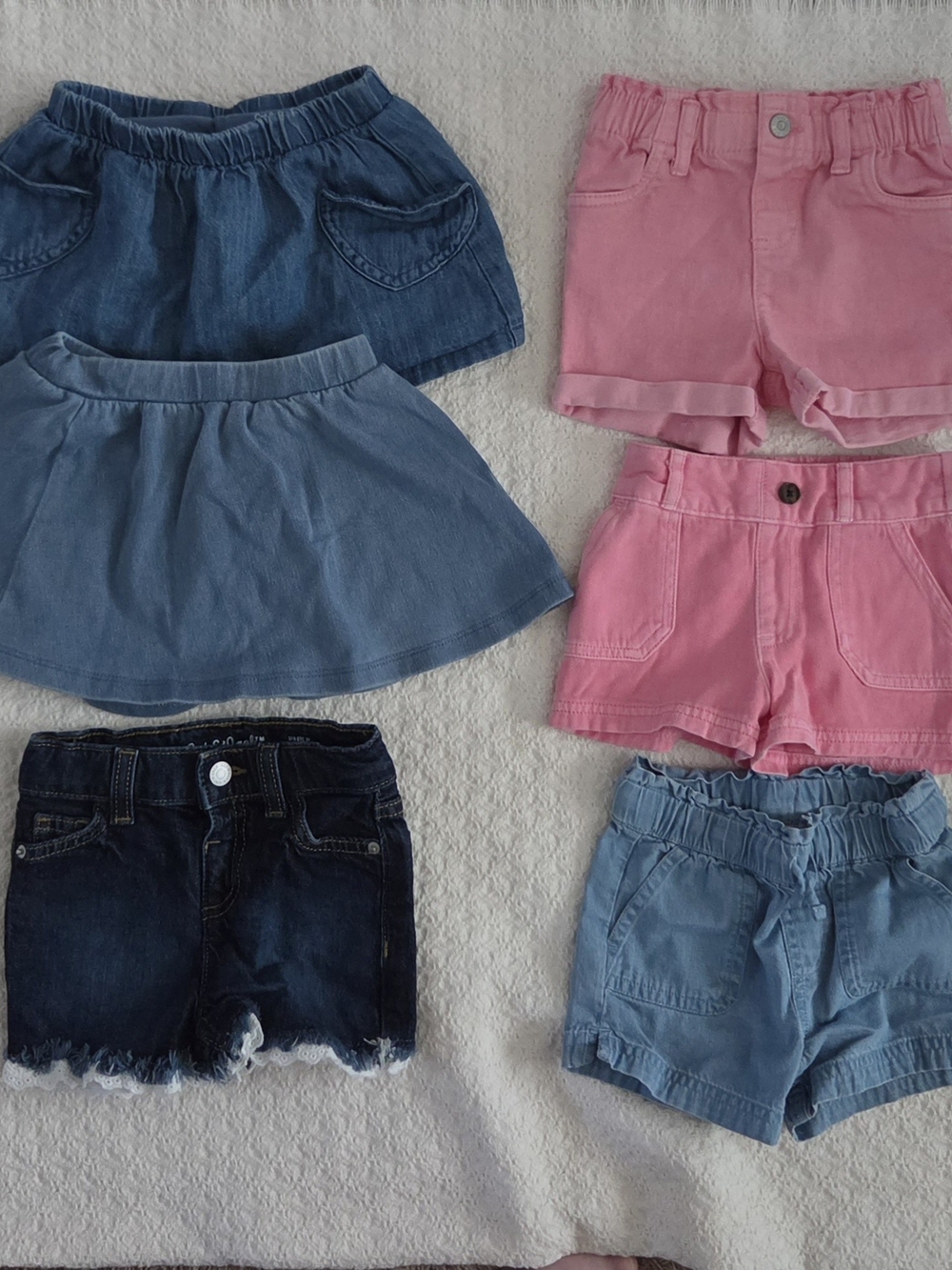 Toddler Girls Pink and Blue Denim Shorts & Skorts Pack 18M Bundle
